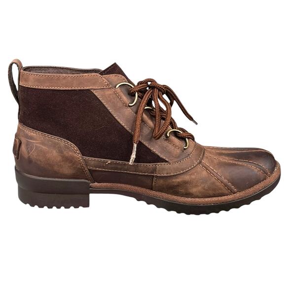 UGG Women’s Heather Brown Leather Duck Boot Size US 8 - Picture 4 of 10